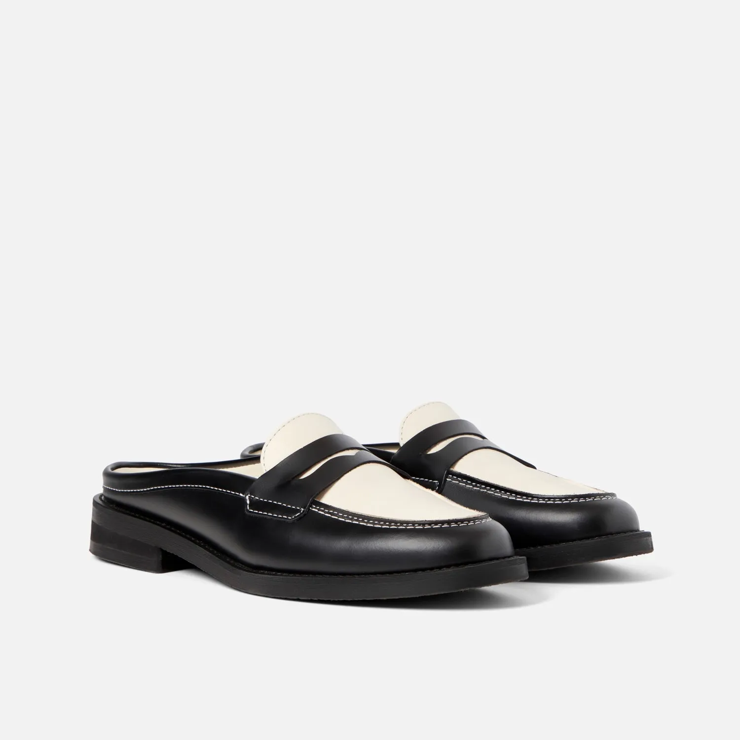 Wilde Black   White Mule Loafer - Women's