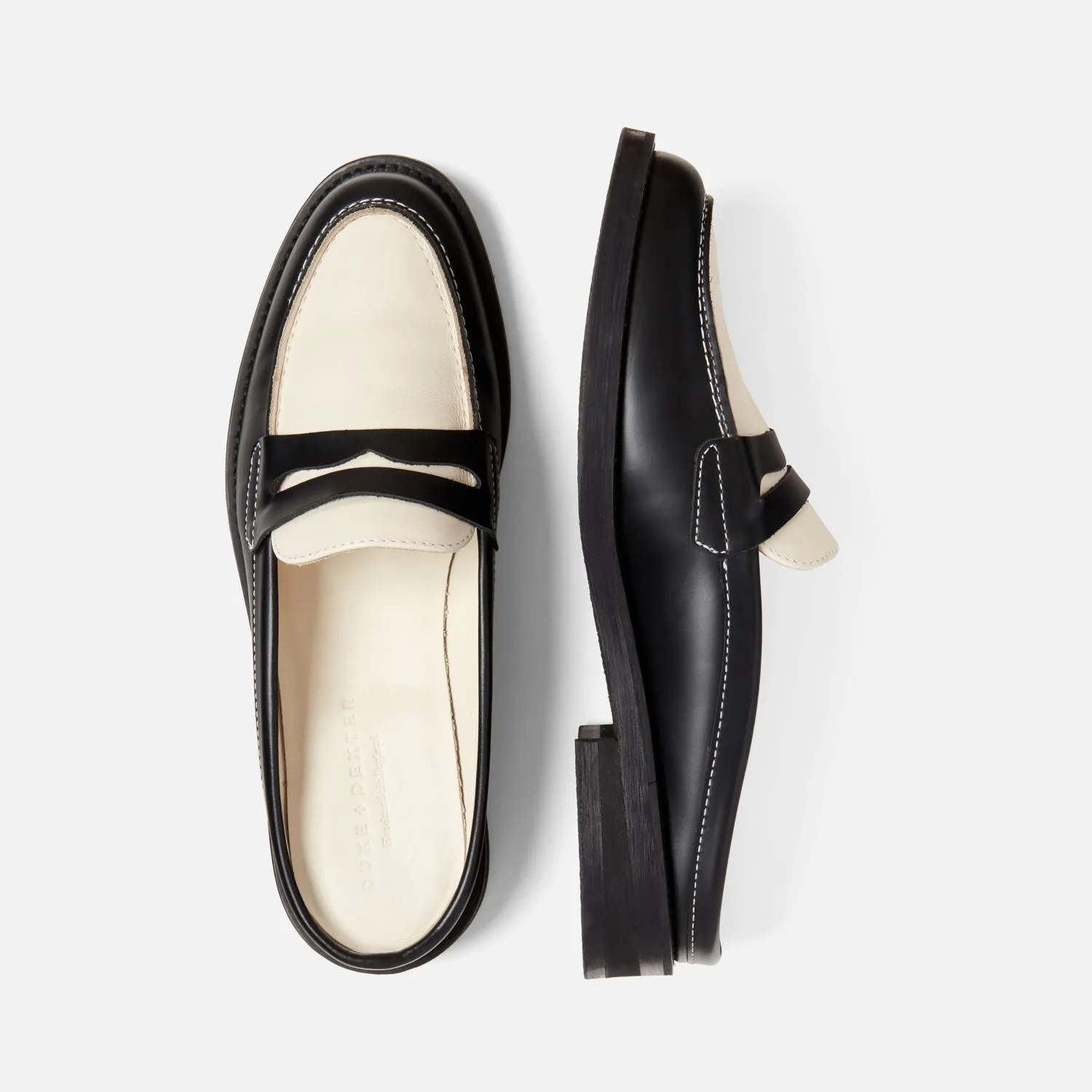 Wilde Black   White Mule Loafer - Women's