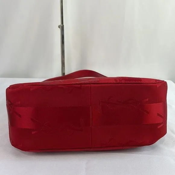 Yves StLaurent Vintage Red Satin Logo Bag