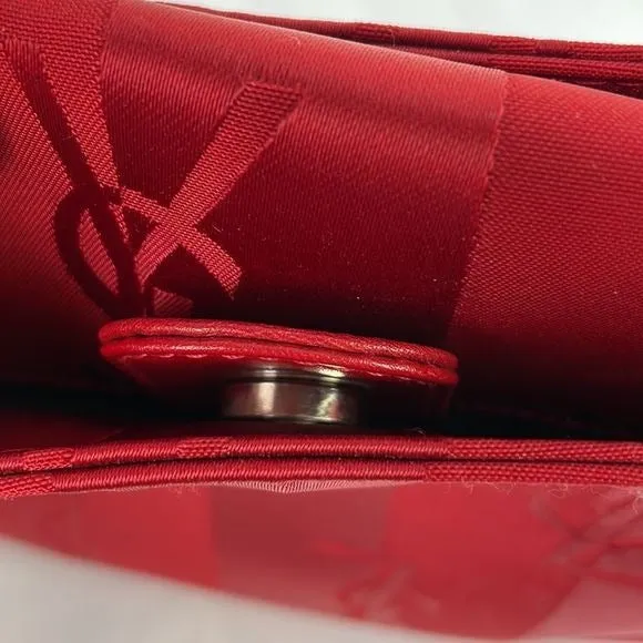 Yves StLaurent Vintage Red Satin Logo Bag