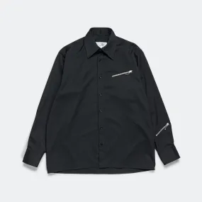 Zip Pocket Long Sleeve Shirt - Black