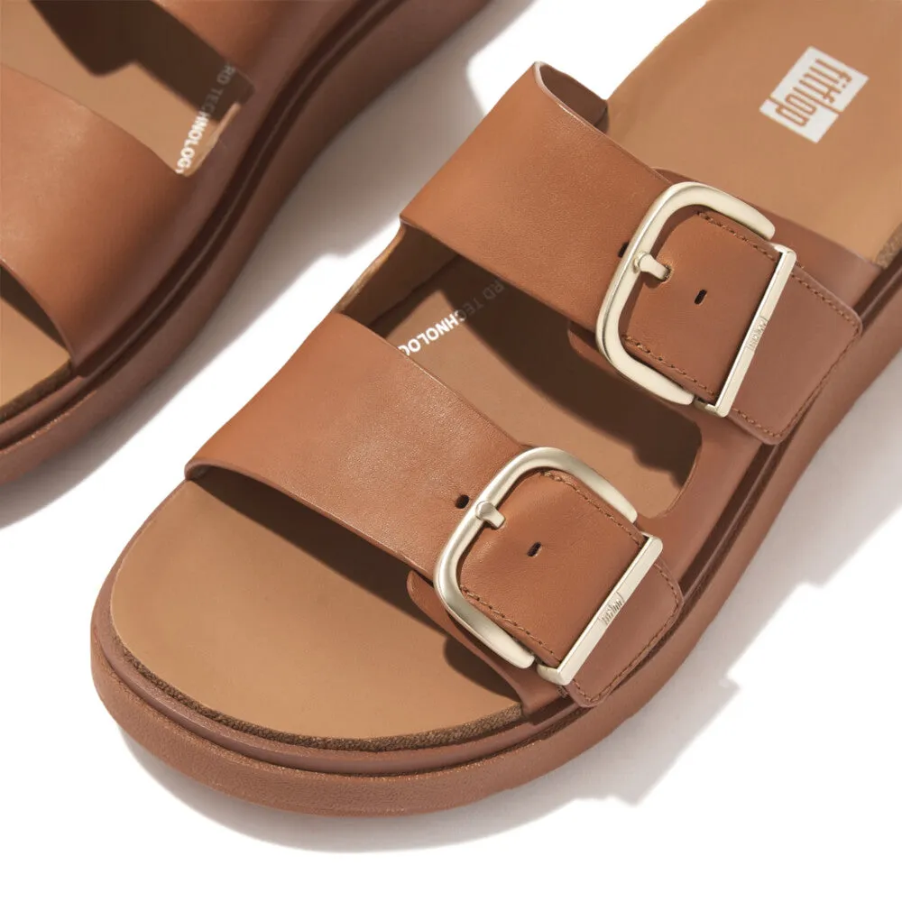 รองเท้าแตะ ผู้หญิง รุ่น GEN-FF BUCKLE TWO-BAR LEATHER SLIDES